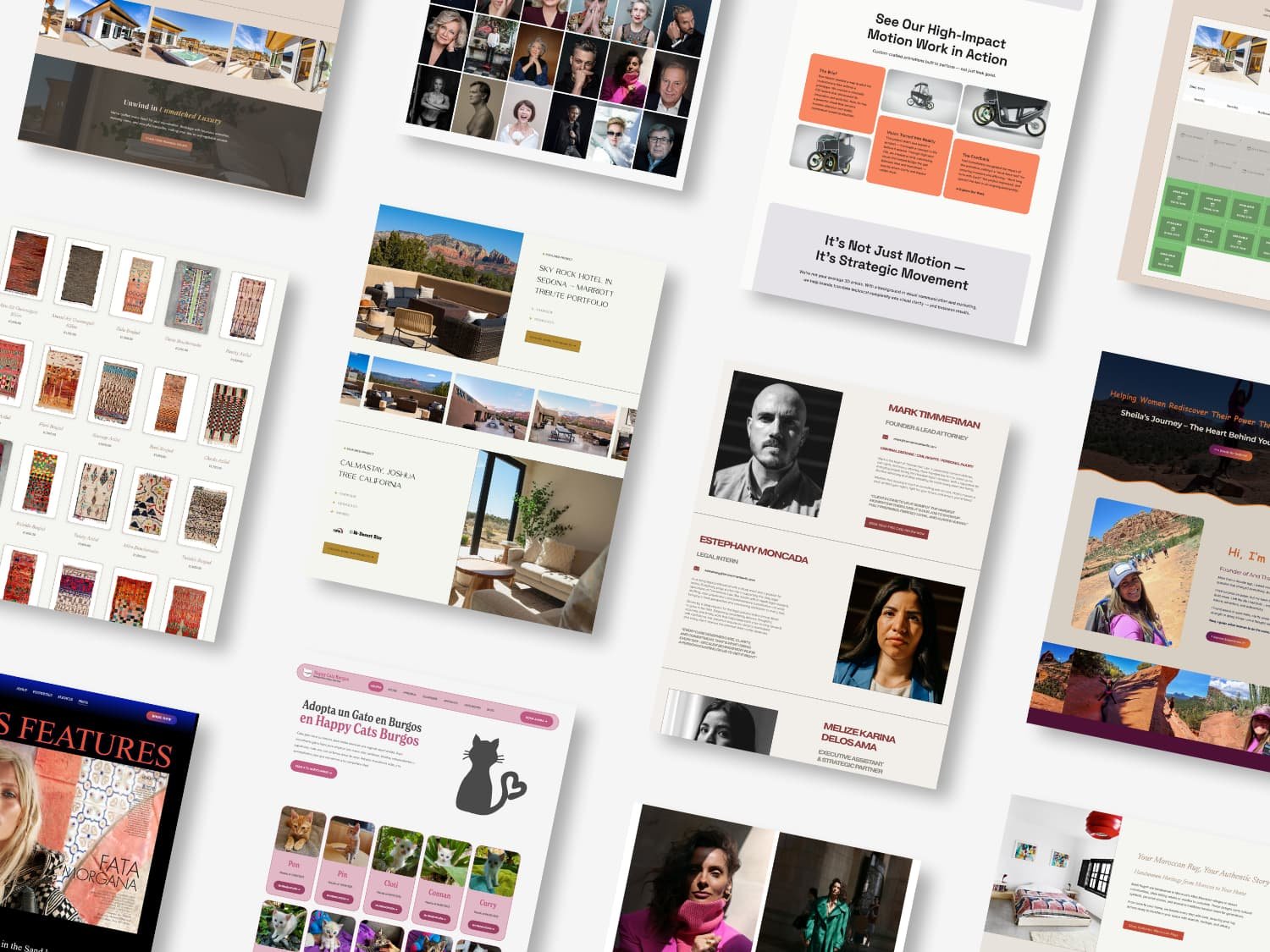 A collage of various professional Squarespace website designs.